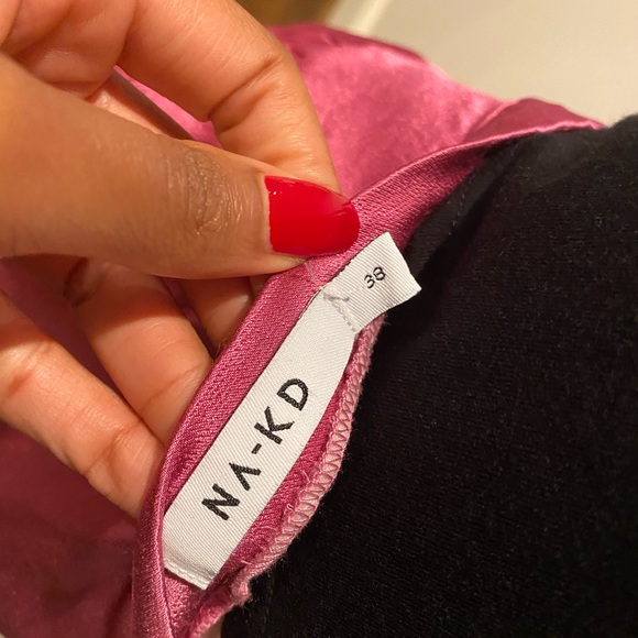 Pink Satin Asymmetrical Skirt - Picture 4 of 6